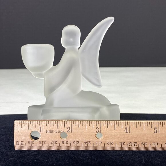 Vintage LE Smith Frosted Glass Angel Candle Holder - Picture 8 of 8